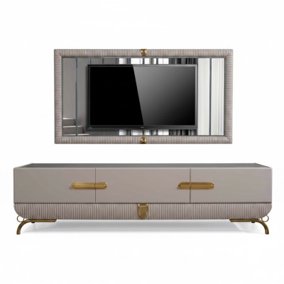 Mueble de salón de pared de madera estilo moderno estantería armario RTV con marco de TV