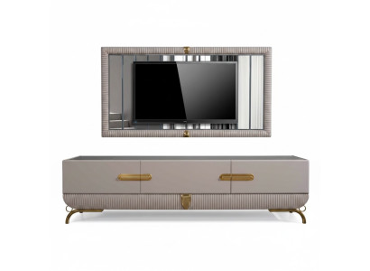 Mueble de salón de pared de madera estilo moderno estantería armario RTV con marco de TV