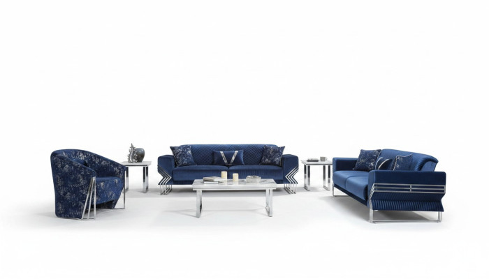 Sala de estar Juego de sofás azules Diseñador sofá de tres plazas Sillón Mesa de centro