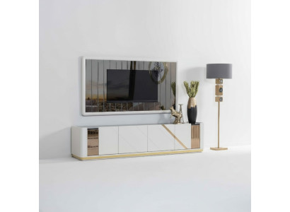 Moderno mueble de sala de estar diseñador de soporte de TV lujoso marco de TV de 2 piezas.