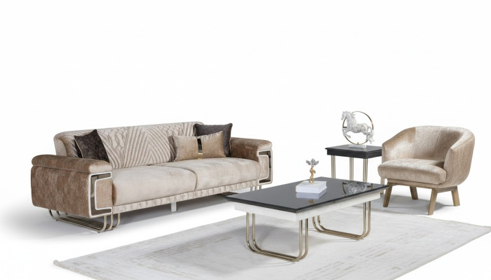 Sala de estar Conjunto de sofás modernos Sofá de tres plazas Sillón acolchado Mesa de centro