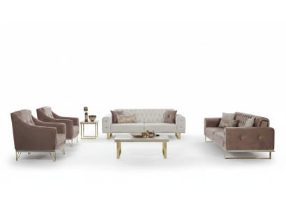 Conjunto de sofá Sofá Chesterfield de diseñador Sillones lujosos Mesa de centro de 6 piezas