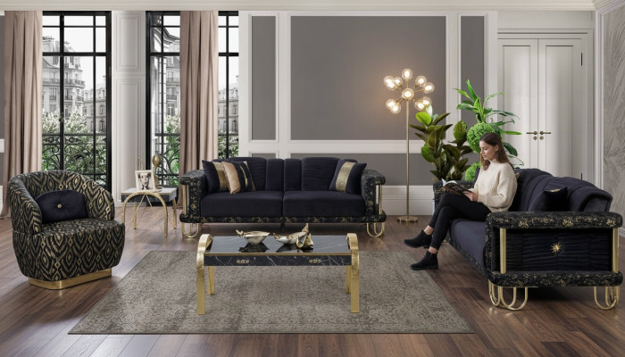 Exclusivo conjunto de sofás de salón tapizados x2 Sofás de tela de 1 plaza, 3 piezas