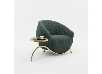 Sillón tapizado verde, sillón de diseño de salón, mueble lujoso de una plaza.