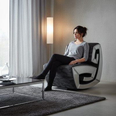 Sillón exclusivo de diseñador de un asiento, sillón de club tapizado. Muebles elegantes.
