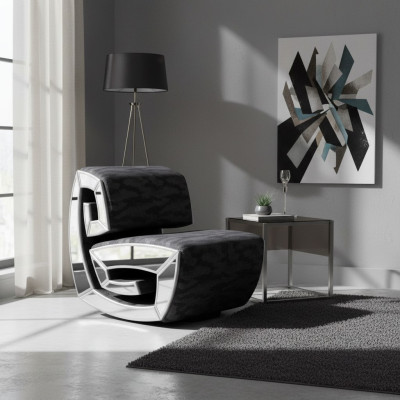 Sillón exclusivo de diseñador de un asiento, sillón de club tapizado. Muebles elegantes.