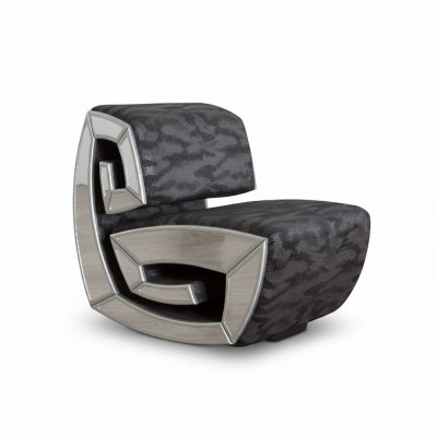 Sillón exclusivo de diseñador de un asiento, sillón de club tapizado. Muebles elegantes.