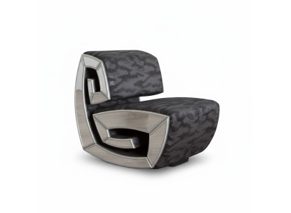 Sillón exclusivo de diseñador de un asiento, sillón de club tapizado. Muebles elegantes.