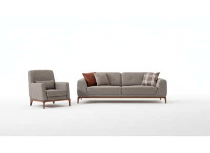 Sofá de lujo de 3 plazas con sillón tapizado moderno gris, juego moderno nuevo.