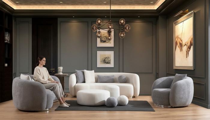 Sofá conjunto de sofás 4 3 1 asientos Sala de estar Conjunto completo de sofás moderno Juego de taburete