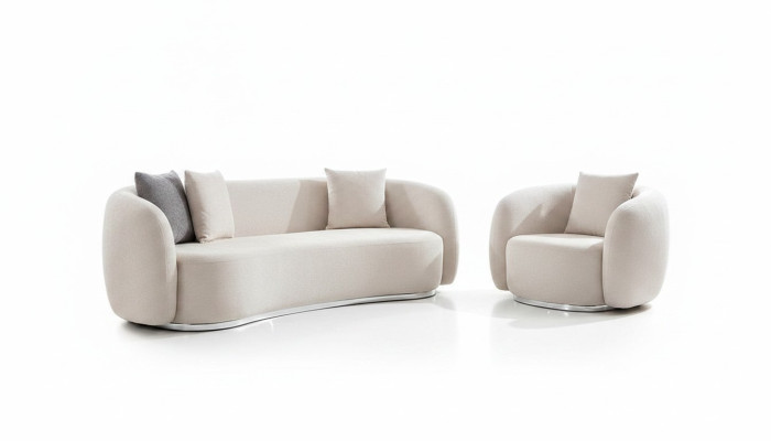 Conjunto de sofá moderno 3+1 plazas con taburete, completo para salón.