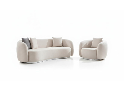 Conjunto de sofá moderno 3+1 plazas con taburete, completo para salón.