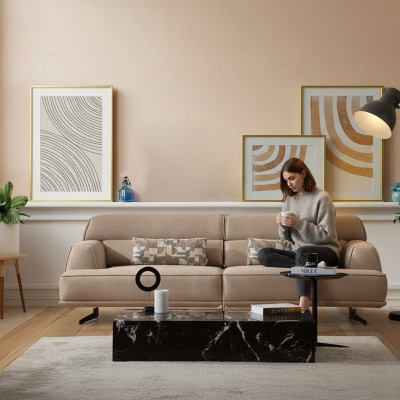 Sofá de 3 plazas Sofá de diseñador Sofá Sofás Sofás Tela Textil Nuevo Acolchado