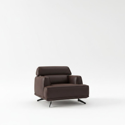 Sillón de diseñador marrón mueble tapizado lounge de una plaza muebles de salón.
