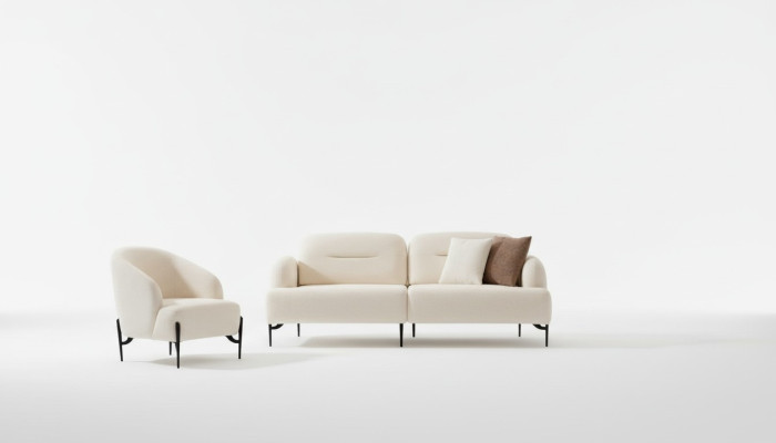 Conjunto de diseño para sala de estar blanco, 3 plazas Sofá acolchado, 2 piezas, nuevo