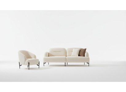 Conjunto de diseño para sala de estar blanco, 3 plazas Sofá acolchado, 2 piezas, nuevo