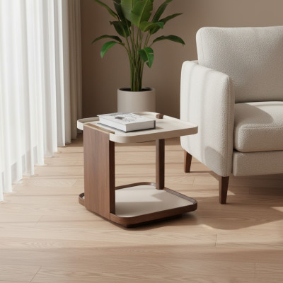 Moderno mesita de noche marrón diseñador sala de estar madera cuadrado nuevo