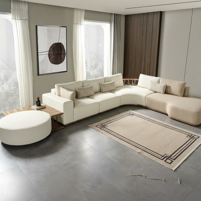 Sofá de esquina blanco Muebles de salón modernos Sofá de tela de diseñador de 2 piezas