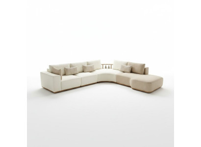 Sofá de esquina blanco Muebles de salón modernos Sofá de tela de diseñador de 2 piezas