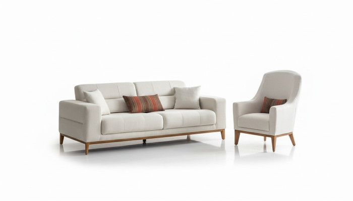 Conjunto de tejidos exclusivo para salón blanco, sofá de 3 plazas y sillón de lujo de 2 piezas