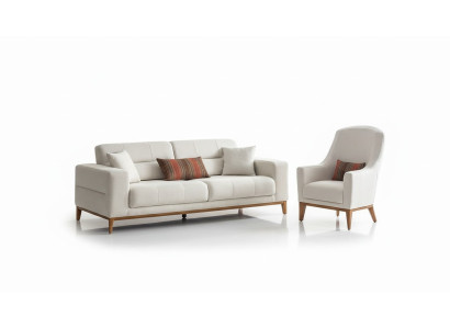 Conjunto de tejidos exclusivo para salón blanco, sofá de 3 plazas y sillón de lujo de 2 piezas