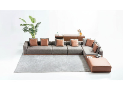 Sofá de esquina de diseño en gris para la sala de estar
