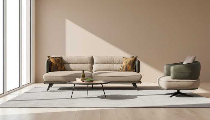 Juego de sofá de lujo, sofá de 3 plazas, sillón, tela moderna, multicolor, moderno, nuevo.