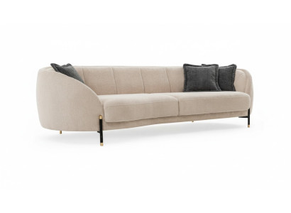 Sofá tapizado de tela en beige, diseño de 4 plazas, muebles de diseño de sofá nuevos.