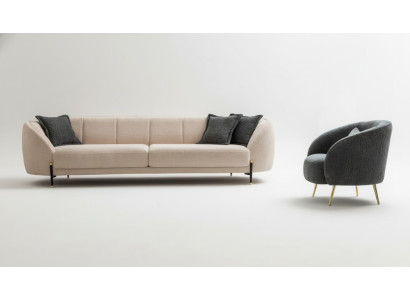 Sofá de tela de diseño de alta calidad en beige, moderno, sillón y sofá de 3 plazas, nuevo.