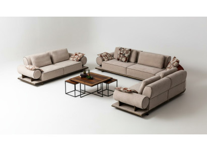 Sofá de tela Sofá de esquina de diseño moderno Forma de L Beige Nuevo