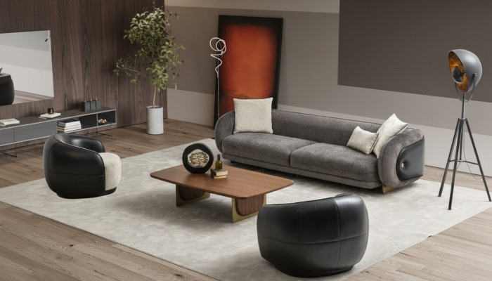 Juego de sofá moderno gris, set de 3 sofás de 3 plazas, 2 sillones, set de sala de estar.
