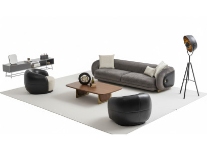 Juego de sofá moderno gris, set de 3 sofás de 3 plazas, 2 sillones, set de sala de estar.