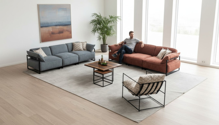 Lujo 2x juego de sofás de cuatro plazas, sillones de diseñador para sala de estar.