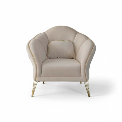 Diseño de sofá Chesterfield moderno en color beige 2x sillones nuevo de sofá acolchado.