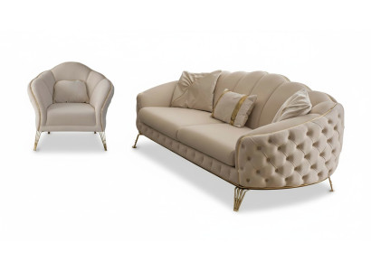 Sala de estar completa de 3 piezas moderna sofá de tres plazas sofá de lujo 2 sillones.