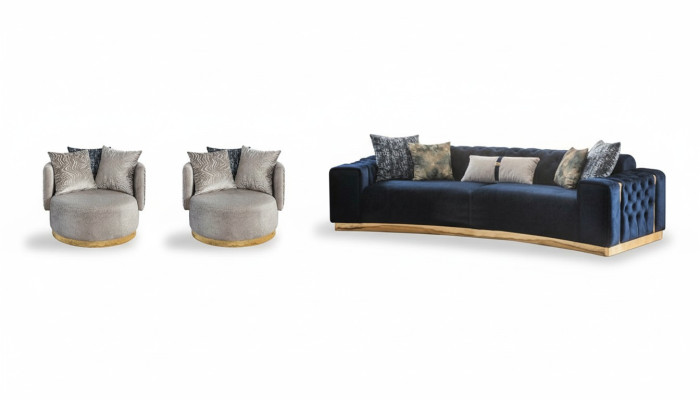 Sala de estar Conjunto completo de asientos Chesterfield Sofá de 4 plazas 2 sillones 3 piezas