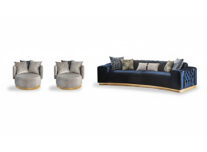 Sala de estar Conjunto completo de asientos Chesterfield Sofá de 4 plazas 2 sillones 3 piezas