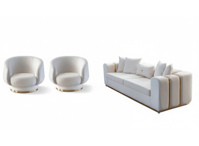 Sofás blancos para la sala de estar Elegante diseñador de 4 plazas 2 sillones nuevos 3 piezas
