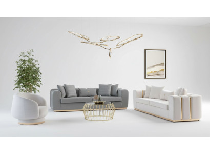 Sofás tapizados para sala de estar en gris y blanco Sillón de diseñador de lujo para 4 personas Muebles