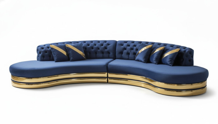 Exclusivo sofá Chesterfield de 4 plazas abombado, diseño de sofá tapizado.