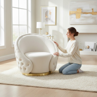 Moderno Chesterfield Blanco 2x Sillón Sofá Tapizado Salón Reláx Nuevo