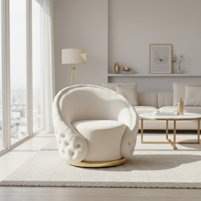 Moderno Chesterfield Blanco 2x Sillón Sofá Tapizado Salón Reláx Nuevo