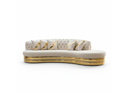 Sofás Chesterfield semicirculares blancos de diseñador 2x 3 plazas Sofás elegantes