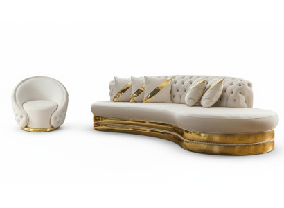 Conjunto Chesterfield moderno de lujo, juego de sofás, sillón redondo de 3 plazas, 2 piezas.
