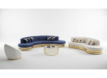 Sofás Chesterfield de diseñador Semi-circulares de acero inoxidable 4 plazas + 3 plazas 3 plazas