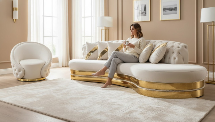 Elegante conjunto de sofás Chesterfield de diseñador para la sala de estar, de 3 plazas.