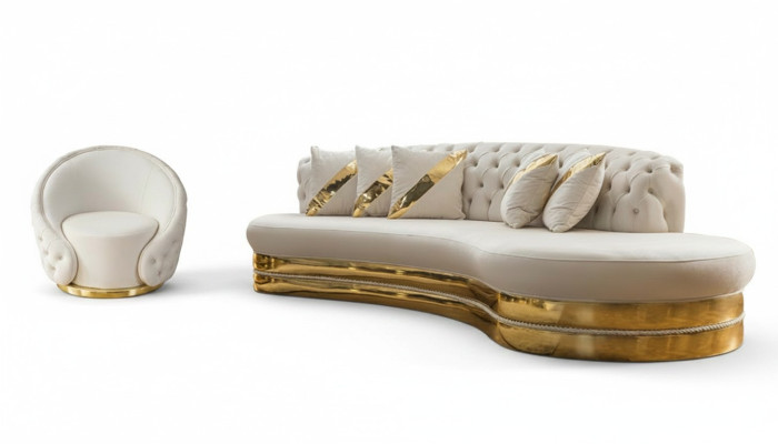 Elegante conjunto de sofás Chesterfield de diseñador para la sala de estar, de 3 plazas.