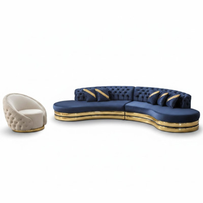 Sofá conjunto muebles tapizados azul 2x sofás de 4 plazas sillón sala de estar de lujo