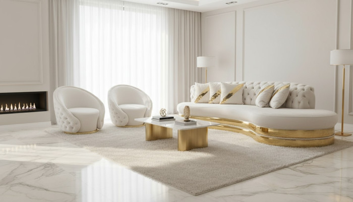 Sofá Chesterfield exclusivo Conjunto de sala de estar Sofá semicircular Sillón