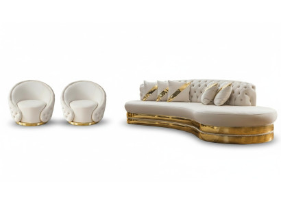 Sofá Chesterfield exclusivo Conjunto de sala de estar Sofá semicircular Sillón